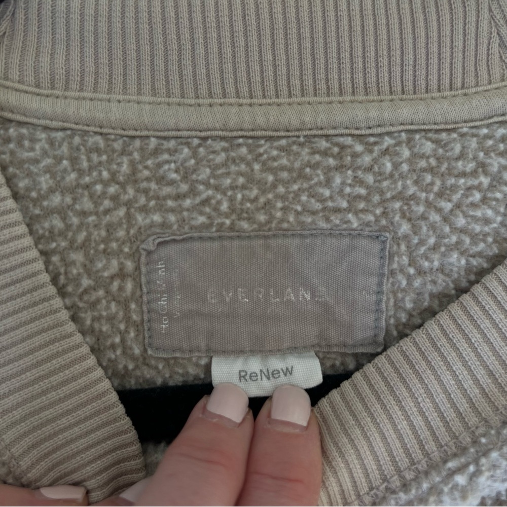 Everlane ReNew Fleece Raglan Teddy Sweatshirt in sandstone size medium - Picture 6 of 8